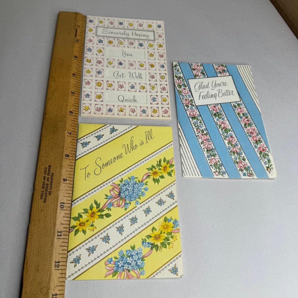 Vintage Sangamon Get Well Greeting Cards Lot of 3 Floral Mid Century Made in USA